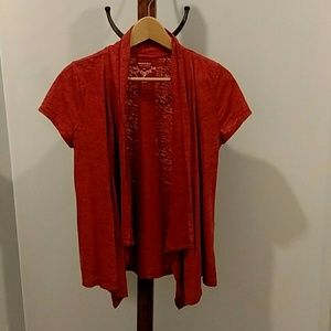 Burnt orange short sleeve tshirt cardigan